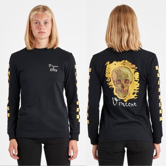 VANS x Van Gogh Museum • Skull Tee long sleeve shirt black yellow limited ed - Picture 3 of 16